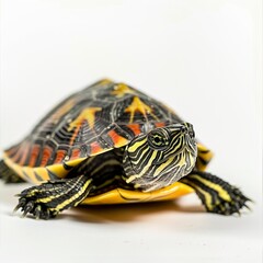 Obraz premium Hyperrealistic full shot natural look vivid color tonality photo of Turtle isolated on a white 