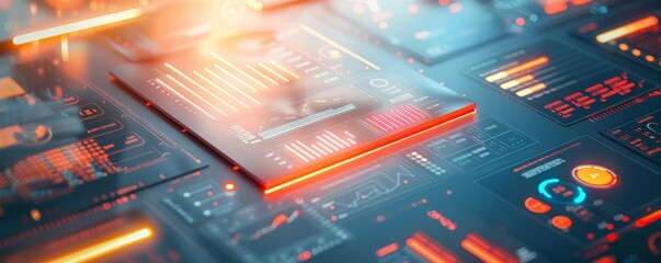 High-tech futuristic digital interface for data analysis and technology background