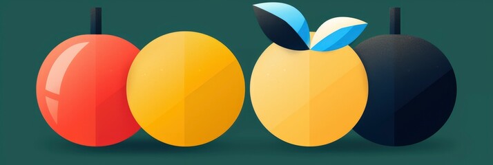 Fototapeta premium Abstract Fruit Illustration with Red, Yellow and