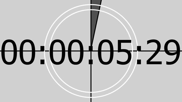Old movie countdown timer 4k resolution. 10 seconds vintage film countdown on faded grey background. Old retro wipe rolling effect. Black and White, Monochrome Universal Countdown Film Leader.