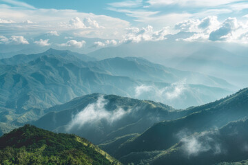 Expansive mountain range stretching across horizon