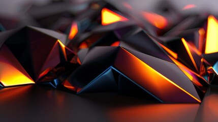 Fototapeta premium Vibrant orange interlocking geometric shapes creating a sense of depth and dimension in abstract background
