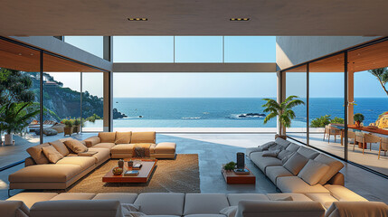 Fototapeta premium Luxurious Villa Living Rooms with Stunning Views
