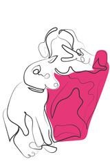 Hand drawn line art vector of people with their pet dogs.