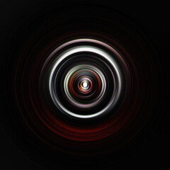 Colorful radial motion effect. Abstract rounded background. Color curves and sphere.