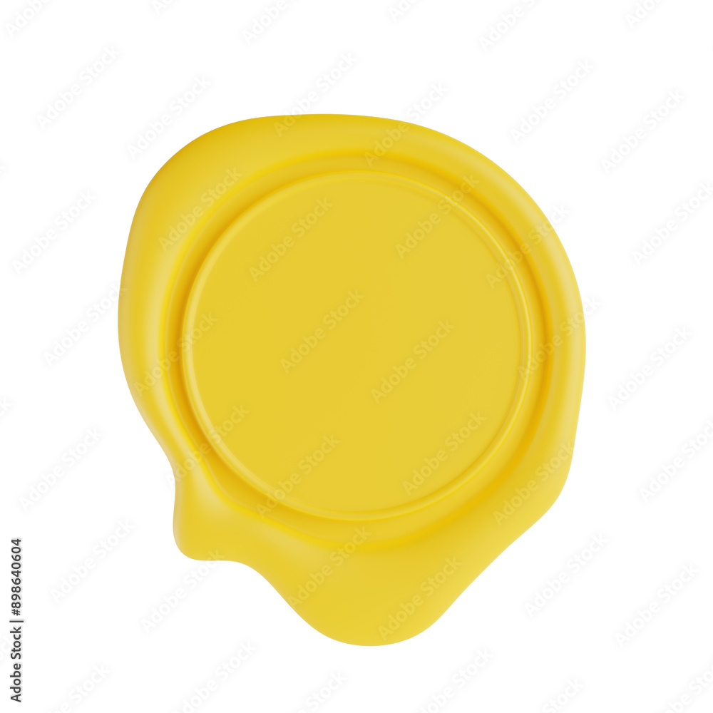 Aufkleber Old Yellow Wax Seal with Blank Space for Your Design Icon in Clay Style. 3d Rendering