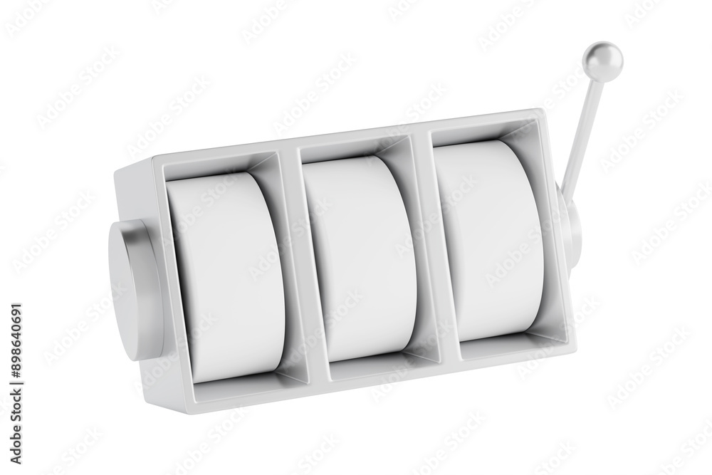 Poster blank slot machine with spin elements and lever arm . 3d rendering