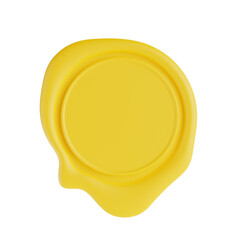 Old Yellow Wax Seal with Blank Space for Your Design Icon in Clay Style. 3d Rendering