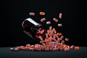 A picture of dropping pills from the bottle. Generated Ai