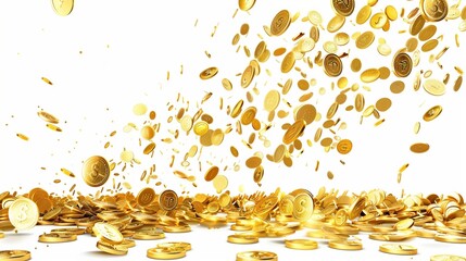 a bunch of gold coins falling into the air
