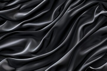 Obraz premium A close-up shot of black fabric with soft, flowing folds, creating an abstract and elegant texture.