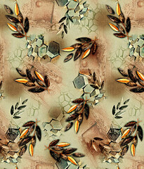 pattern with flowers and leaves