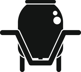 Black silhouette of a concrete mixer working on a construction site