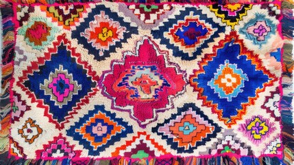 Fototapeta premium Exquisite Woven Rug with Intricate Patterns from a Bird's Eye View
