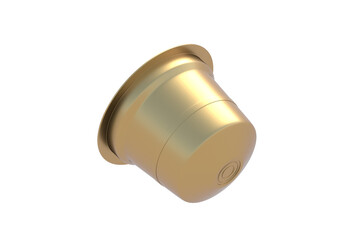 Golden coffee capsule isolated on white background. 3d render