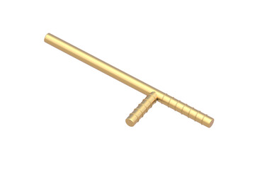 Golden police baton isolated on white background. 3d render