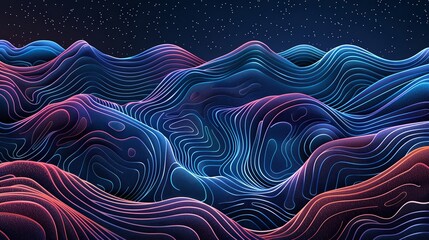 Abstract background forming beautiful colorful wavy pattern with starry night sky