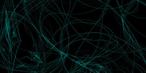 Abstract waves of vibrant neon blue color against a black background. Background of colorful flowing blue lines. Wave line of flowing particles over dark abstract vector background. 