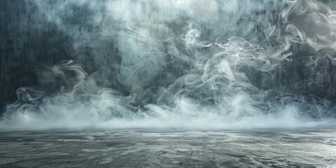 Obraz premium Smoke filling empty concrete room with grunge wall