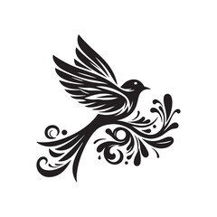 Decorative Birds Logo Iconic Silhouette Vector Style