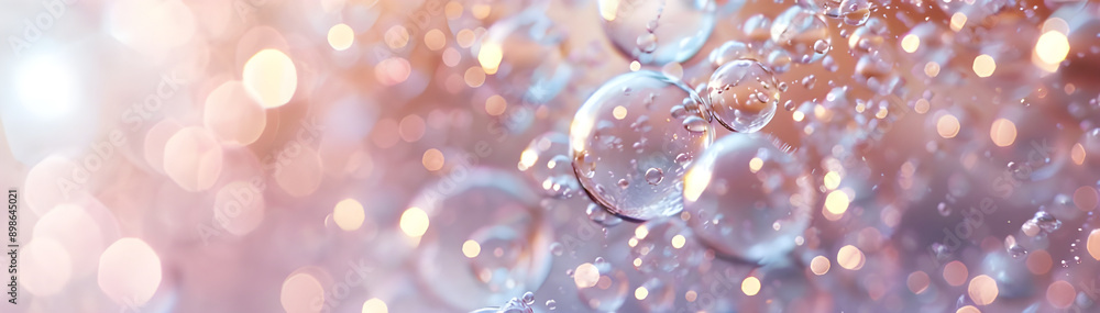 Poster Abstract image featuring bubbles and bokeh effects in soft pastel colors, creating a dreamy and delicate visual experience.
