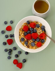 Muesli cereal mix with berries