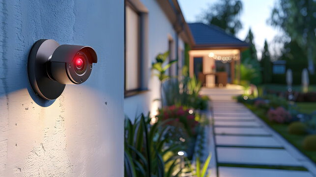 Modern Home with Security Camera