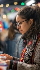 Fototapeta premium Friendly Gift Exchange Market Participation Highlighted by Personal Selections and Conversations