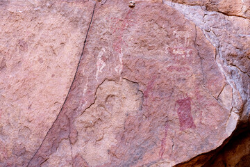 rock painting in desert, Bouhadian rocks in Tadrart Rouge, Tassili N'Ajjer National Park. Sahara