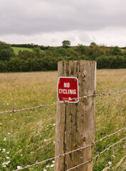 no cycling sign in nature 