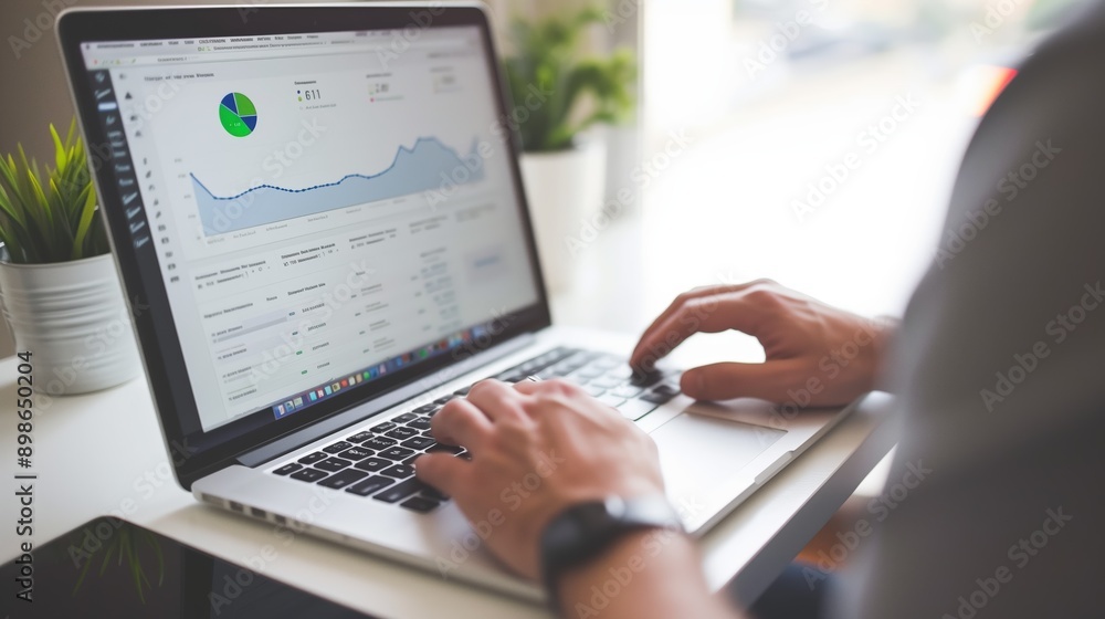 Wall mural digital marketing: digital marketer creating a pay-per-click (ppc) campaign. focused professional de