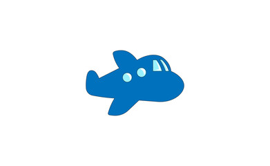 Vector illustration of cartoon blue airplane in minimalist style