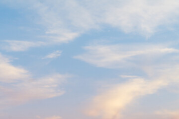 Obraz premium Panoramic natural view of a dreamy cloudy sky. Copy space abstract wallpaper.