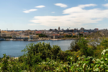 panoramic view of havana city in cuba of old havana downtown and sea port 
