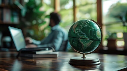 The globe on office desk