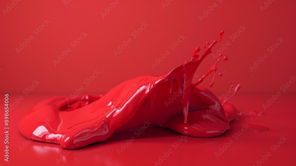 Poster a vibrant red paint splash explodes against a red background, creating a dynamic and colorful abstra