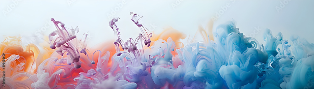 Poster Dynamic abstract composition featuring vibrant ink swirls in purple and blue, creating a mesmerizing and fluid visual effect.