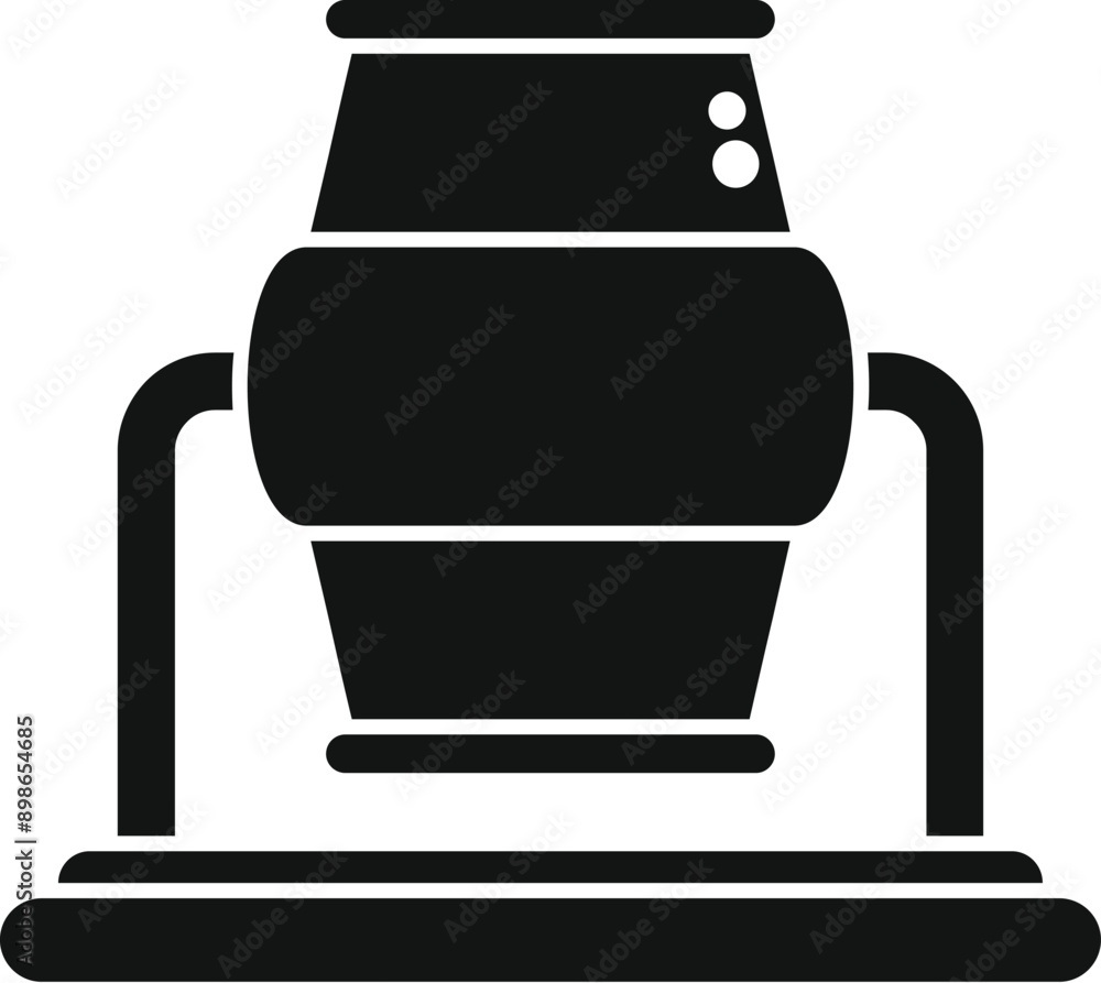 Poster simple icon of a concrete mixer machine working on a building site