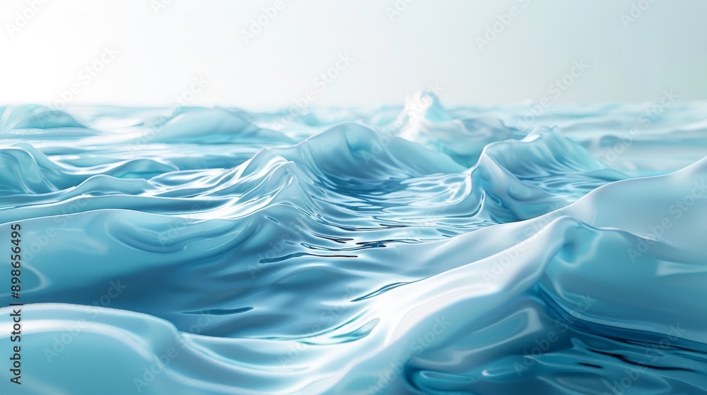 Poster abstract blue waves, stylized and textured. a digital rendering of a calming, ethereal ocean.