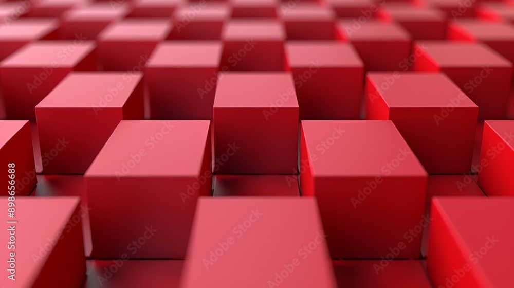 Poster abstract pattern of red cubes in a checkered pattern.