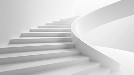 Modern minimalist white staircase in a bright, contemporary space