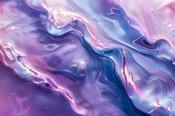 Vivid abstract fluid art featuring swirling purple hues and shimmering accents, creating a mesmerizing and dynamic visual experience.