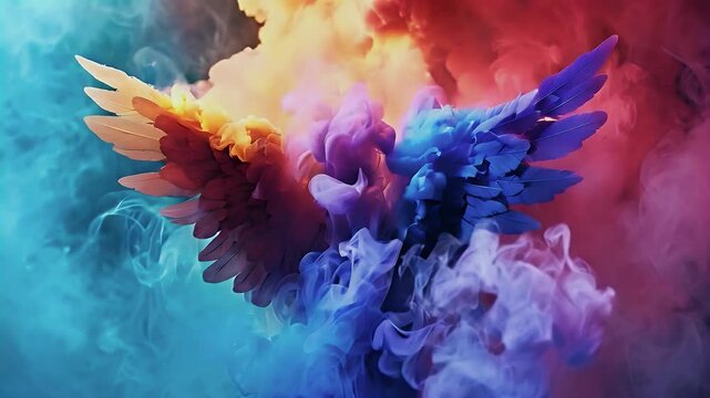 Rainbow Smoke Wings - live wallpaper , background 
fantasy