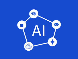 AI artificial intelligence flow of data network illustration
