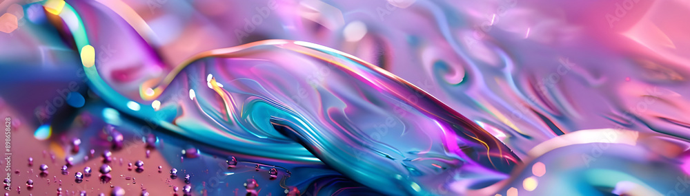 Poster Abstract fluid art featuring a blend of blue and purple hues with a glossy, smooth texture, creating a mesmerizing effect.