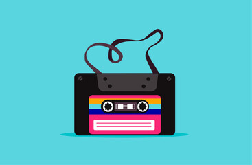 Cassette audio analogue recorder nostalgia illustration