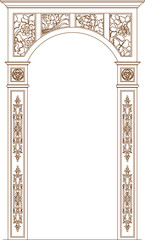 Obraz premium Sketch illustration silhouette vector image detail design column pergola gate classic old vintage ethnic europe