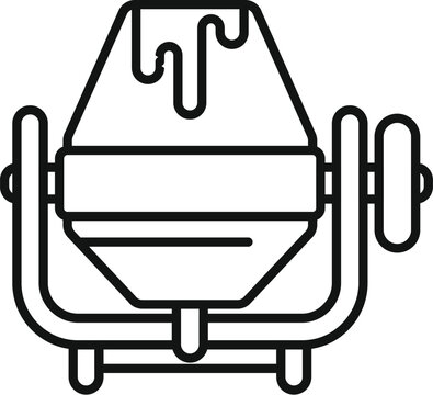 recommend clip art: Simple line icon of a concrete mixer machine mixing cement for a construction site