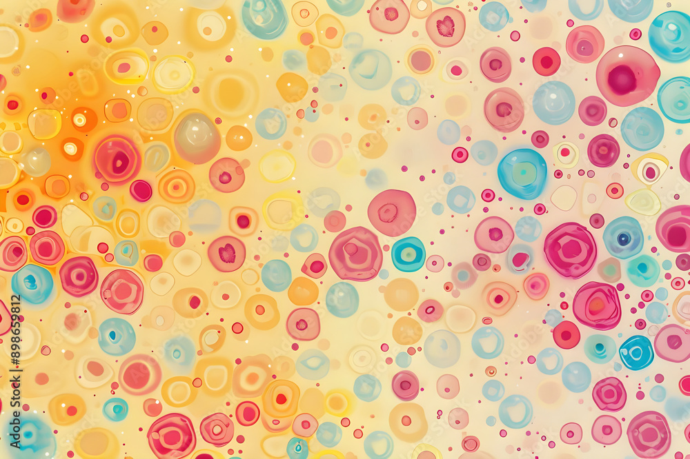 Aufkleber Vibrant abstract pattern featuring an array of colorful circles and shapes, creating a playful and dynamic visual effect.