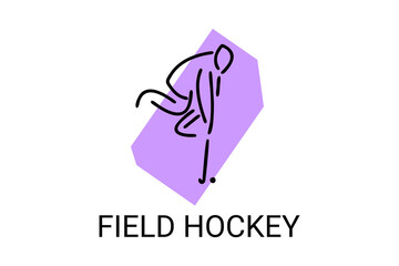field hockey sport vector line icon. an athlete playing field hockey. sport pictogram, vector illustration.